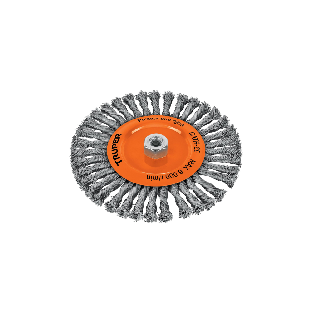 Carda circular 8' alambre trenzado, eje 5/8'-11, TRUPER CATR-8E