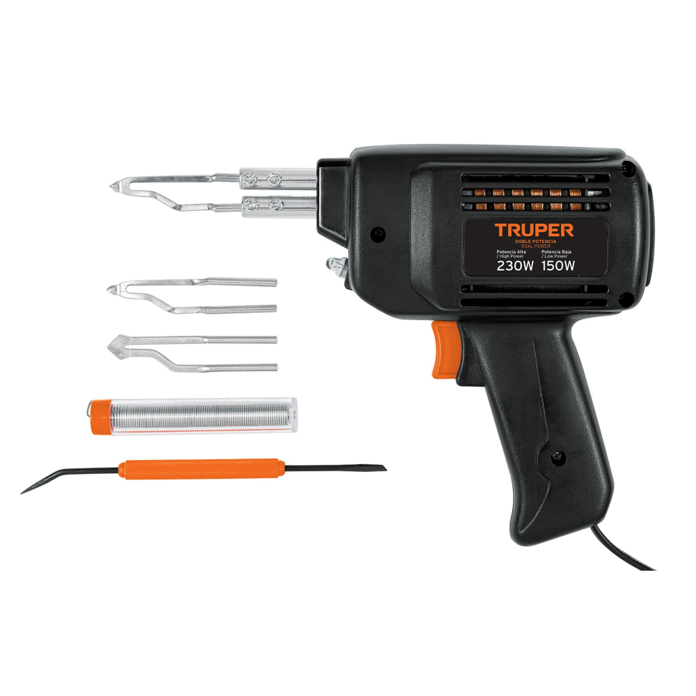 Cautín 230 W tipo pistola con 2 temperaturas, TRUPER CAU-230