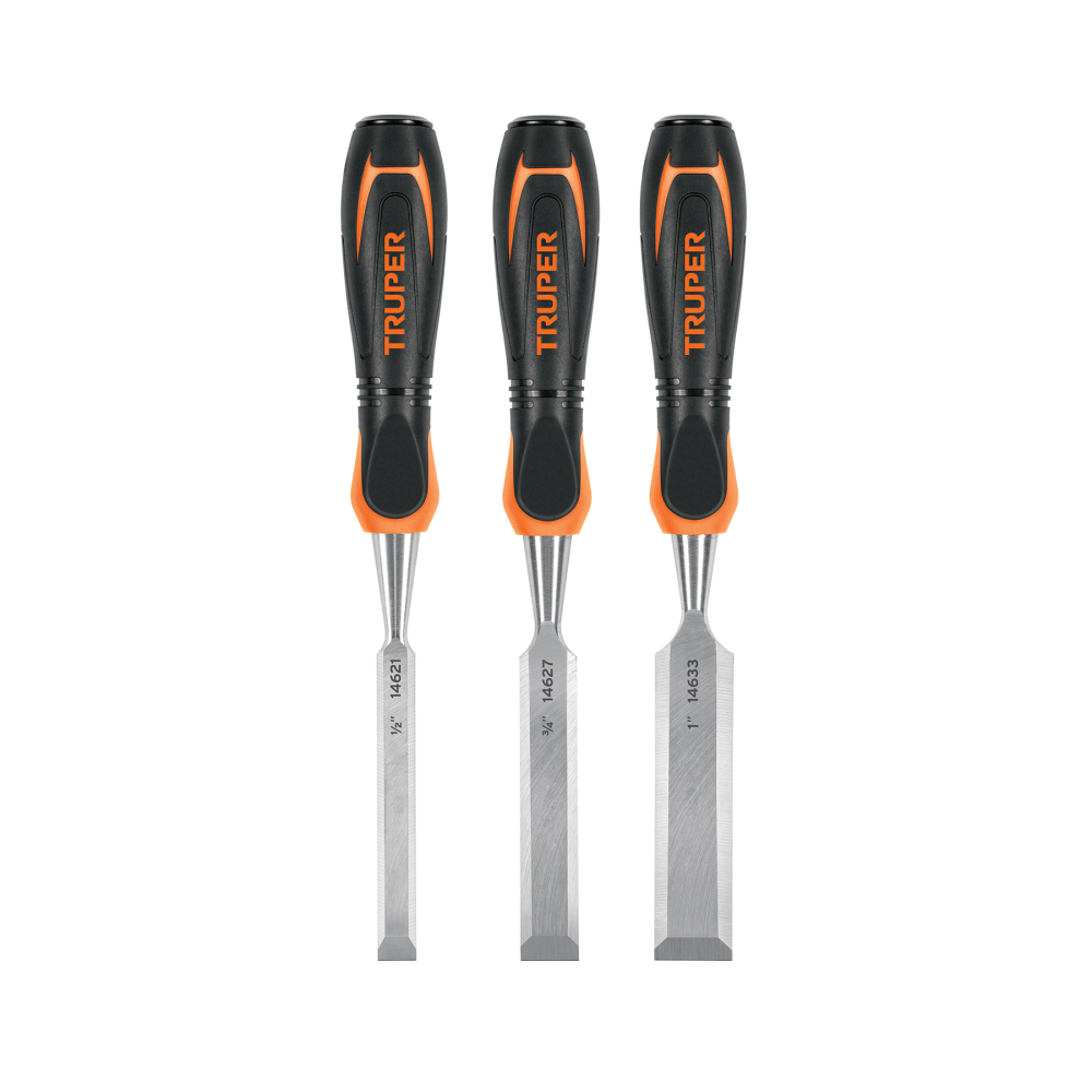 Juego de 3 formones mango Comfort Grip, TRUPER JFT-3