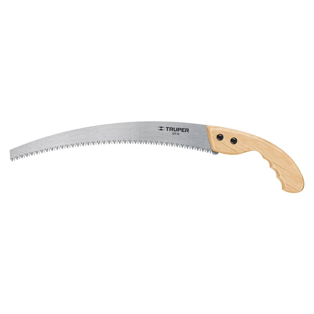 Serrucho de poda 14',hoja curva,6 DPP, mango madera, TRUPER STP-14