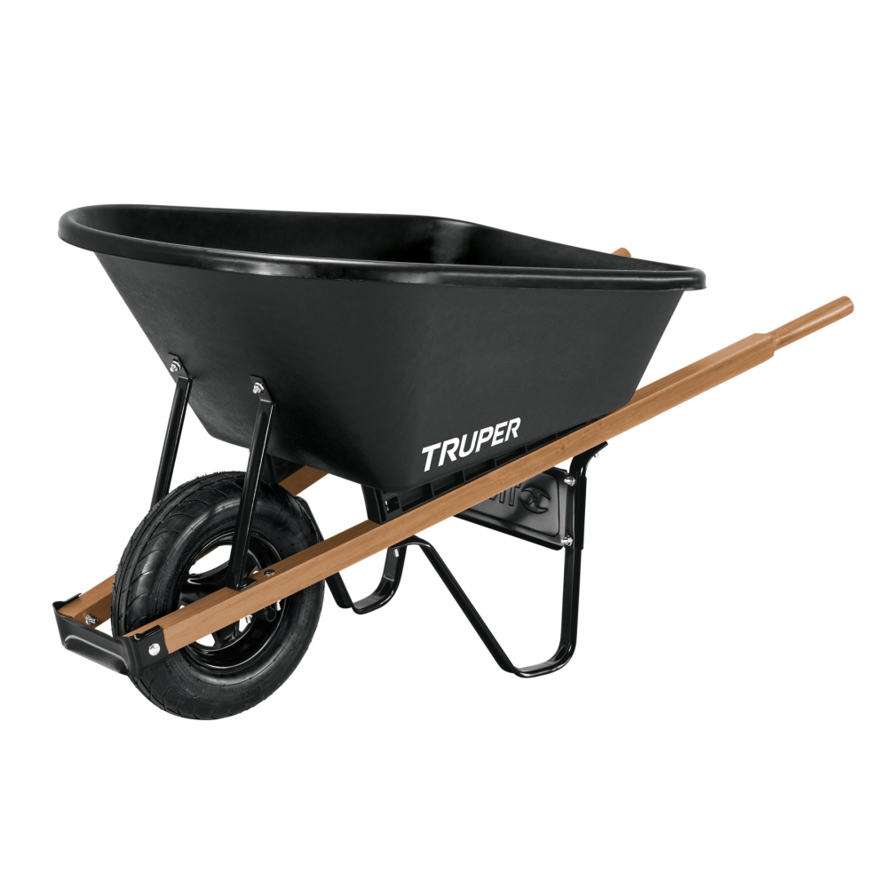 Carretilla concha plástica 6 ft3 Neumática b/madera, TRUPER TP-6