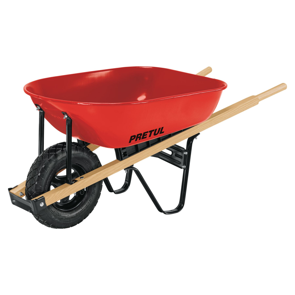Carretilla 5.5ft3 roja, neumática, bastidores madera, PRETUL CAP-5WNDR