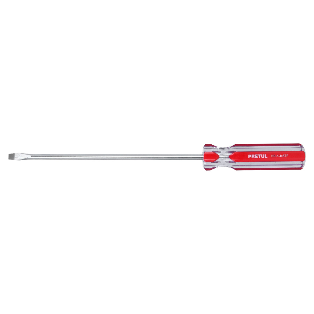 Desarmador plano 1/4 x 8' mango de PVC, PRETUL DR-1/4X8TP