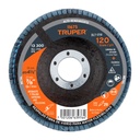 Disco laminado 4-1/2', grano 120 centro 7/8', fibra, TRUPER DLT-1719