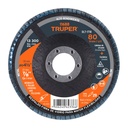 Disco laminado 4-1/2', grano 80 centro 7/8', fibra, TRUPER DLT-1718