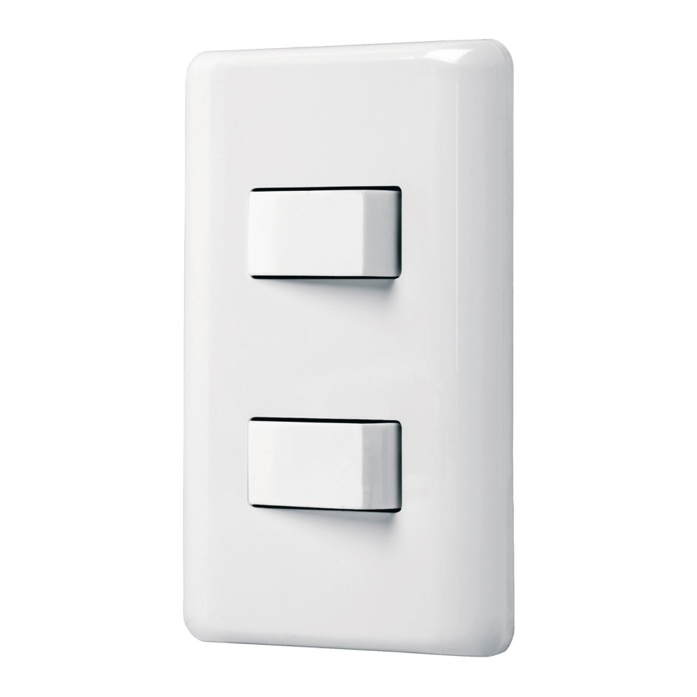 Placa armada 1 interruptor sencillo + 1 de 3 vías, BASIC PA-APDO-EB