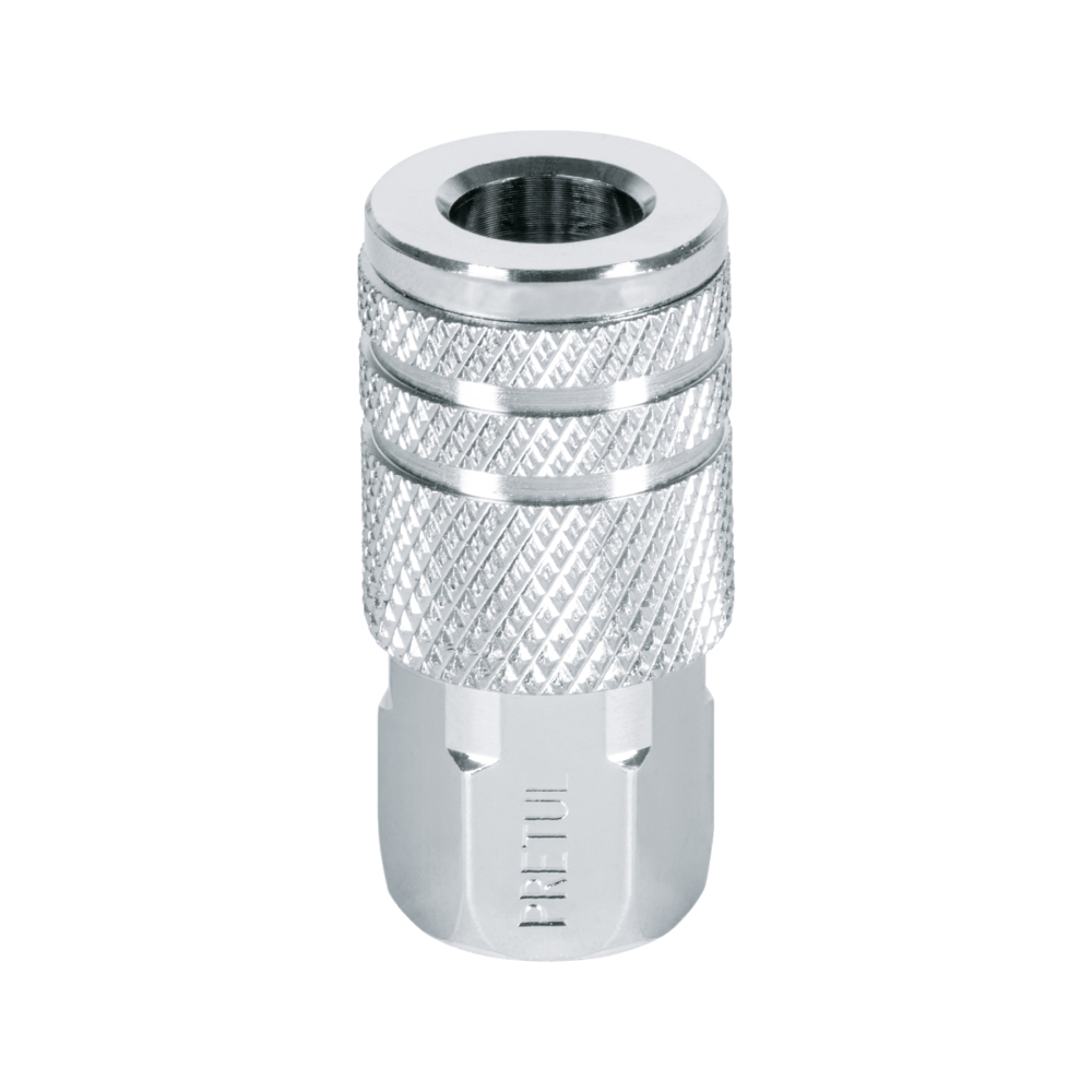 Cople rápido de acero, hembra, cuerda 1/4' NPT, PRETUL COPLE-HEM-1/4P