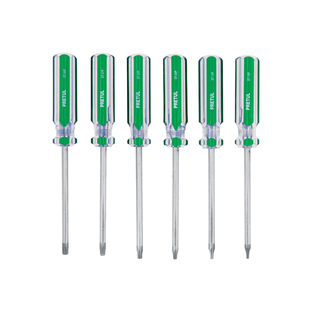 Juego de 6 desarmadores Torx mango de PVC, PRETUL DT-6P