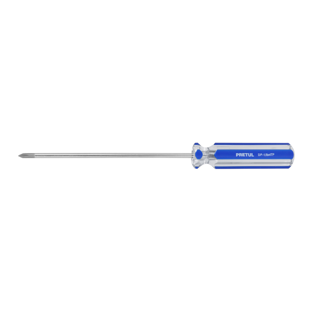 Desarmador de cruz 1/8' x 4' mango de PVC, PRETUL DP-1/8X4TP