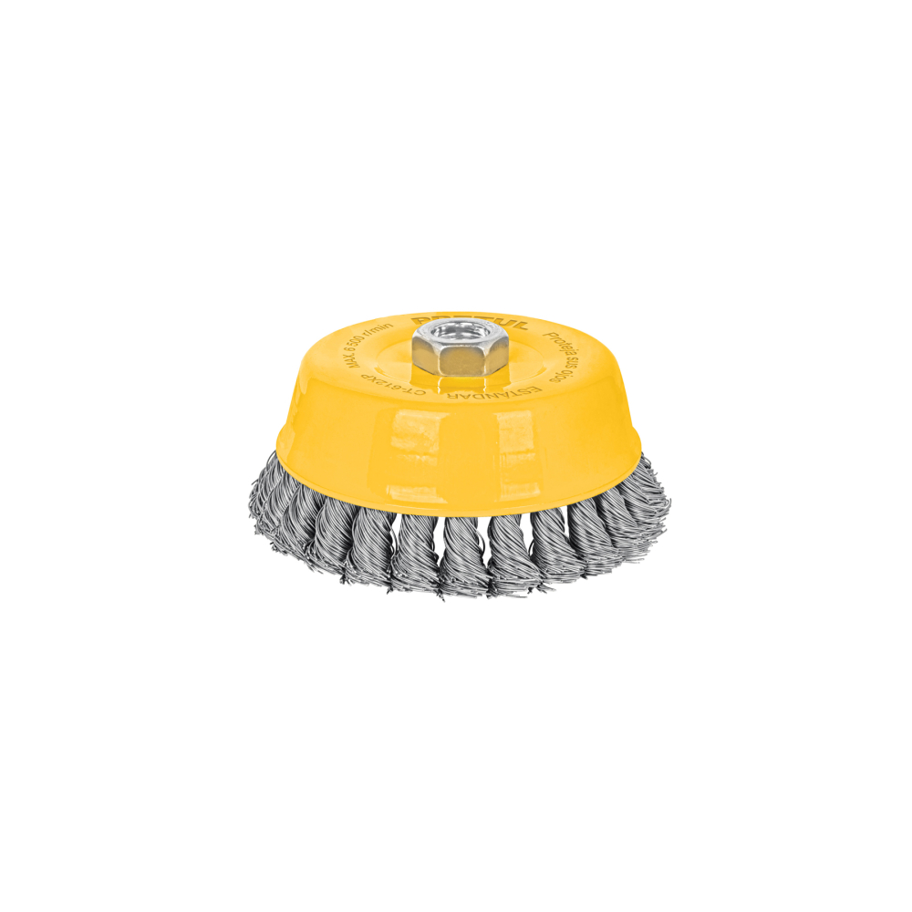 Carda copa 5' alambre trenzado grueso, eje 5/8'-11, PRETUL CT-612XP