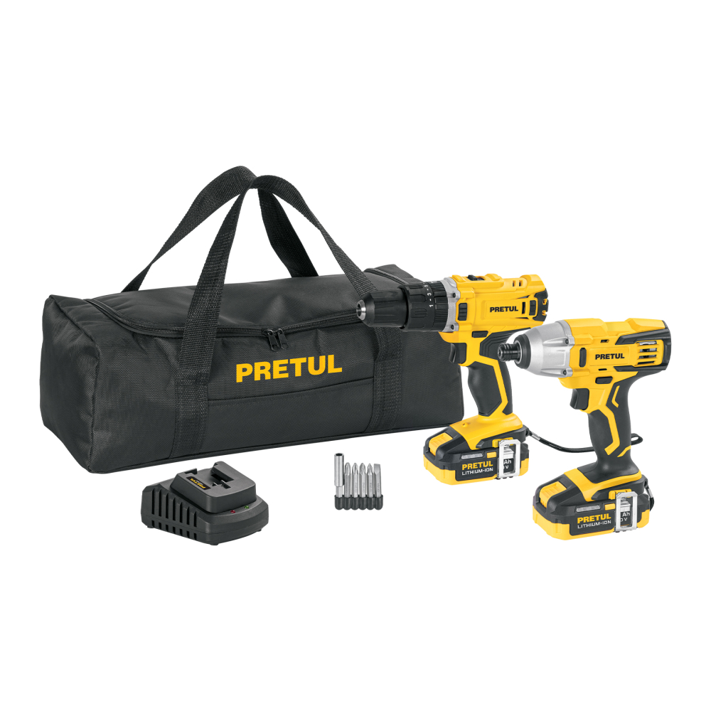 Combo rotomartillo/dest + dest/impacto, 20V, PRETUL COMBO-20P