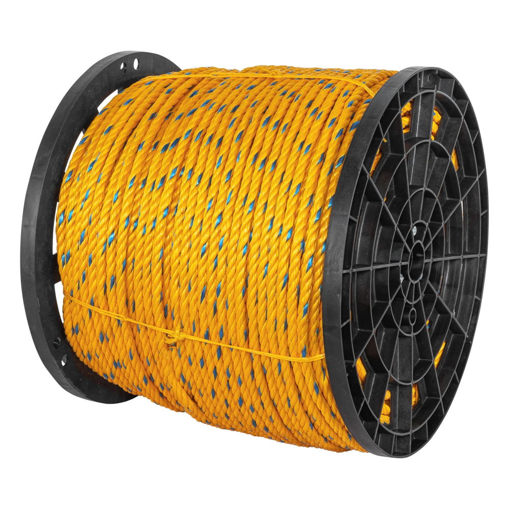 Metro de cuerda amarilla de polipropileno 11mm, carrete 360m CUE-11M