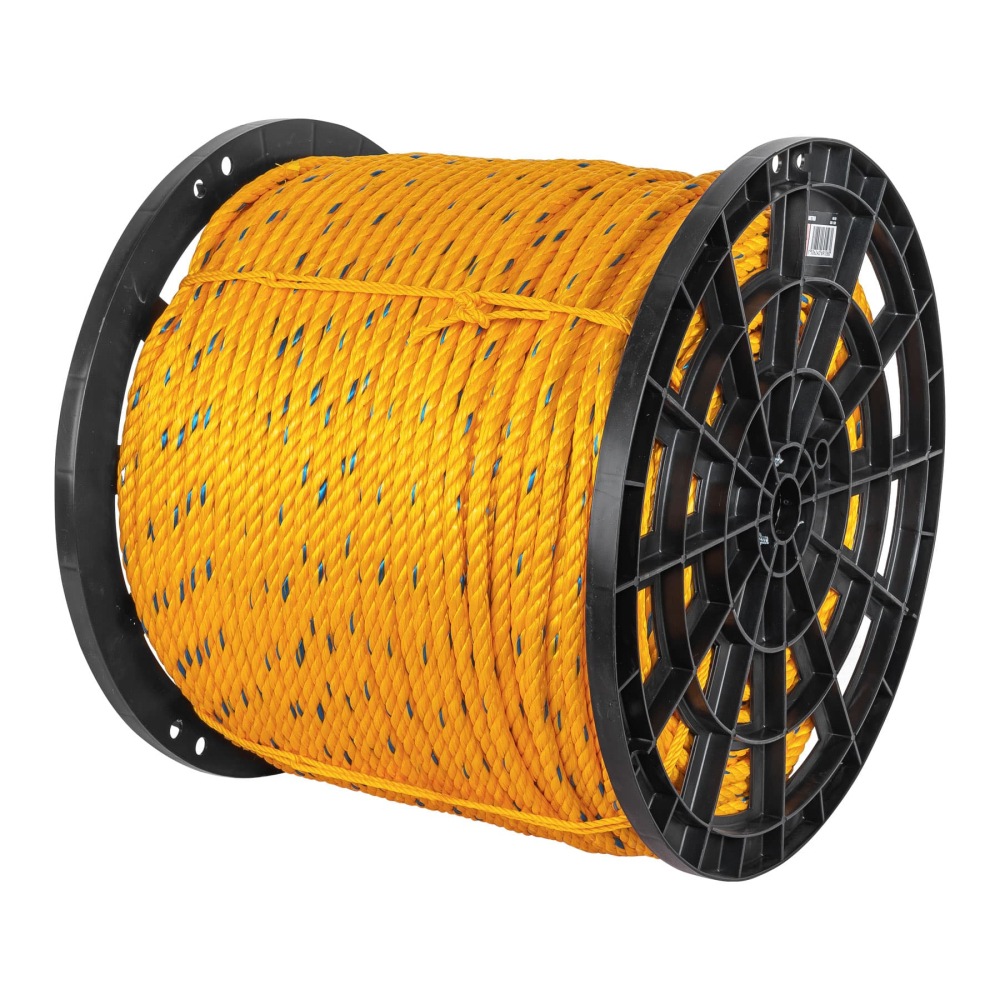 Metro de cuerda amarilla de polipropileno 13mm, carrete 390m CUE-13M