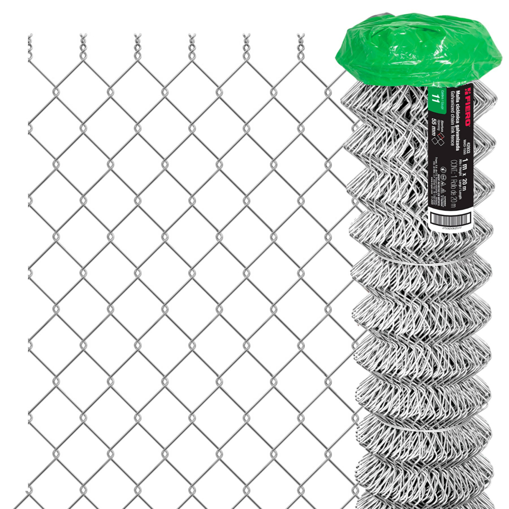 Rollo malla ciclónica cal.11, 1x20m, abertura 55mm, 41kg MACI-1550