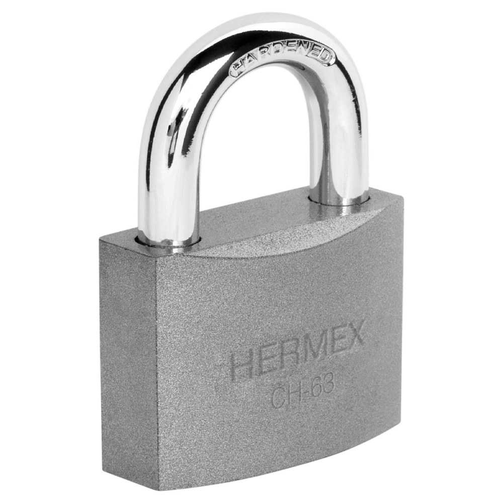 Candado de hierro 63 mm, gancho corto en caja, HERMEX CH-63