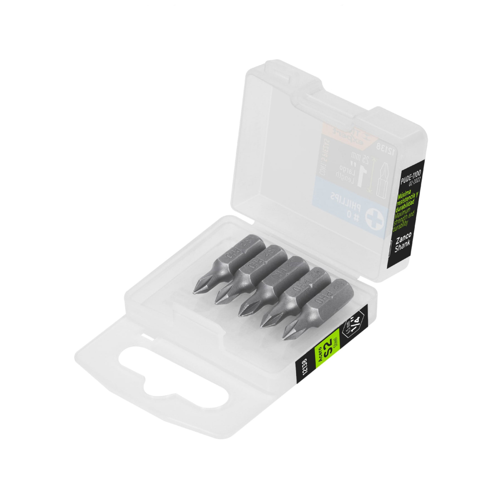 Estuche con 5 puntas de cruz PH0 largo 1', TRUPER EXPERT PUDE-1100