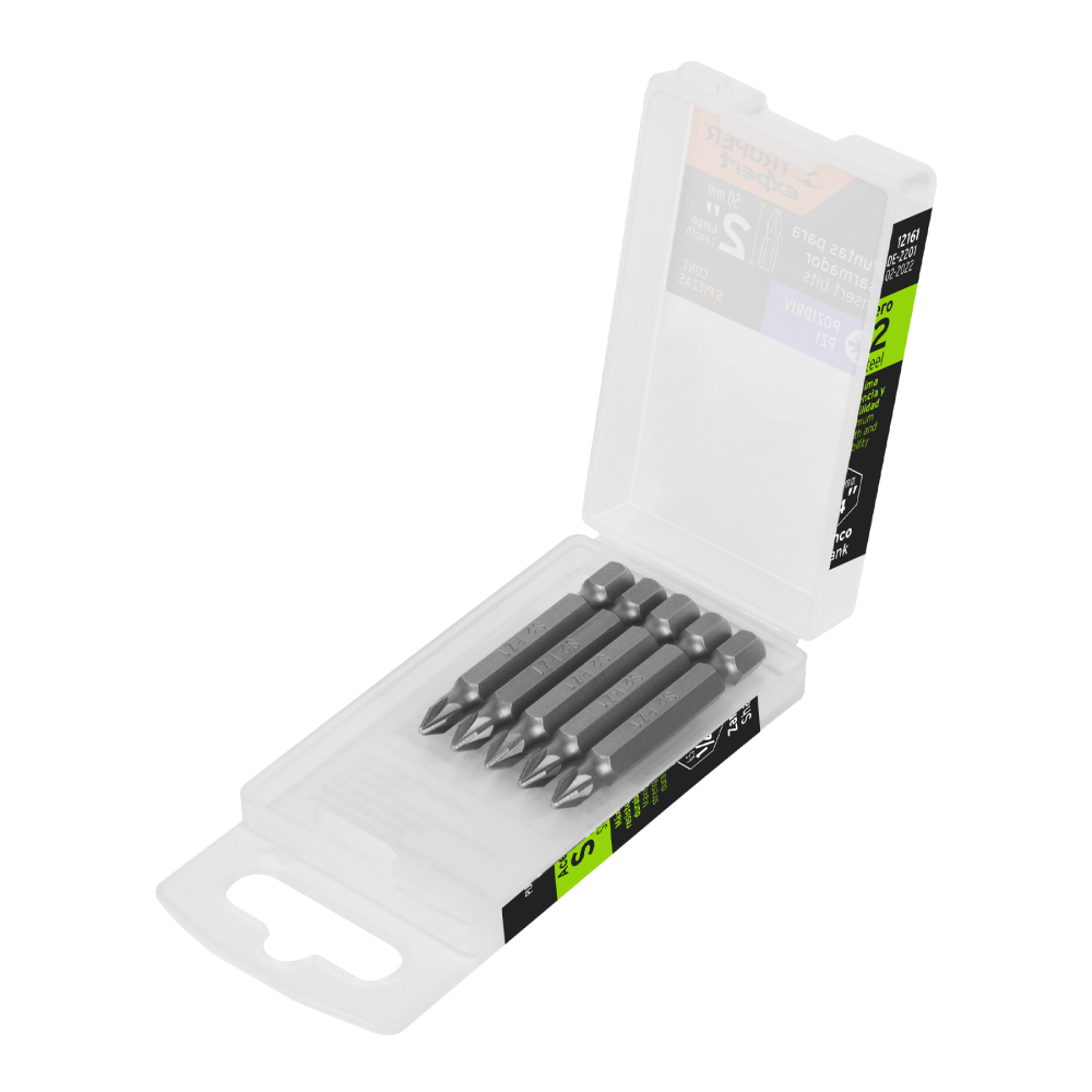 Estuche con 5 puntas pozidriv PZ1 largo 2', TRUPER EXPERT PUDE-2201