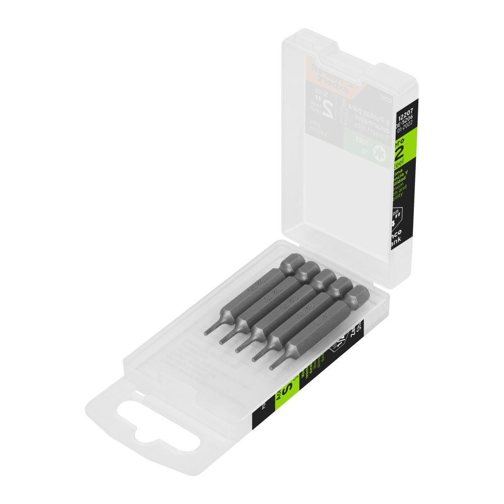 Estuche con 5 puntas torx T6 largo 2', TRUPER EXPERT PUDE-5206