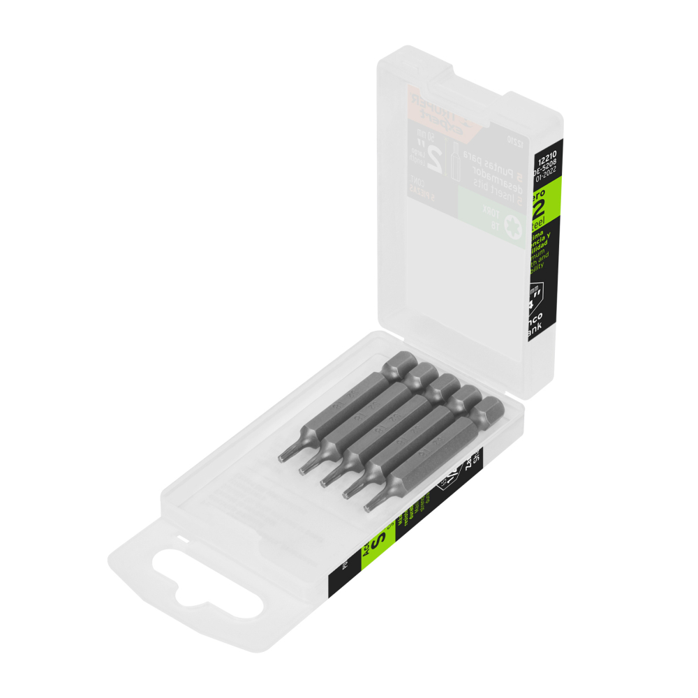 Estuche con 5 puntas torx T8 largo 2', TRUPER EXPERT PUDE-5208
