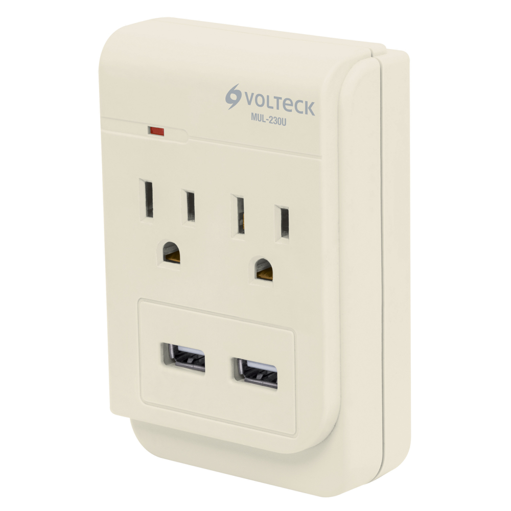 Multicontacto, 2 entradas y 2 entradas USB, 2 polos + tierra MUL-230U