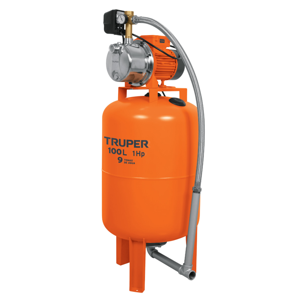 Equipo hidroneumático 100L, jet inoxidable 1 HP, TRUPER HIDR-1X100