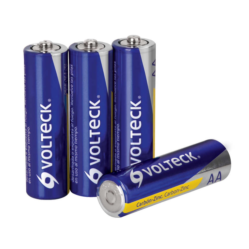 Blíster con 4 pilas zinc-carbón AA, VOLTECK ZI-AA
