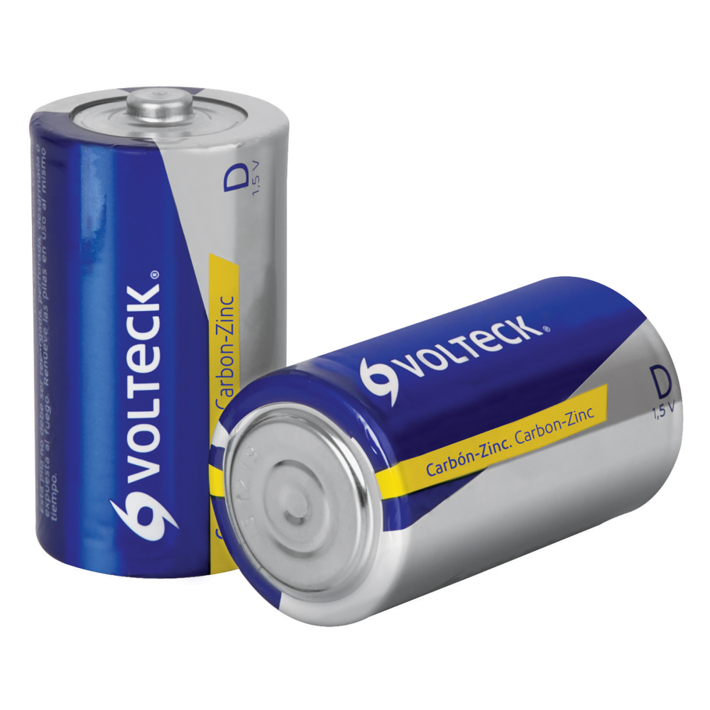 Blíster con 2 pilas zinc-carbón D, VOLTECK ZI-D