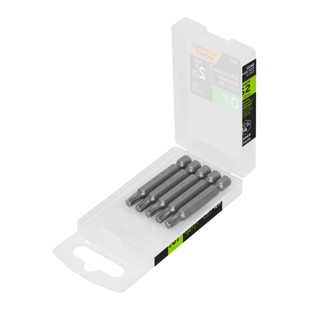 Estuche con 5 puntas torx T27 largo 2', TRUPER EXPERT PUDE-5227