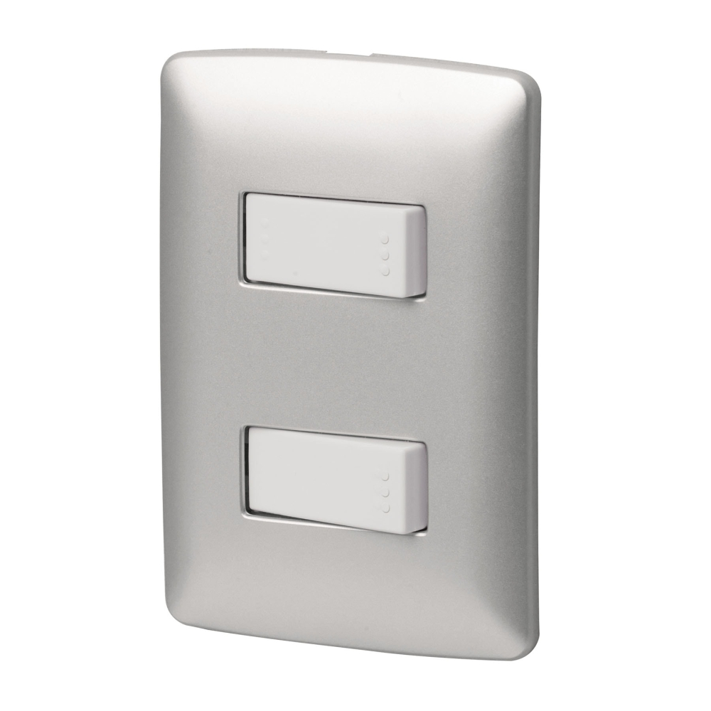 Placa armada 1 interruptor 1 escalera, plata, línea Italiana PA-APDO-EIP