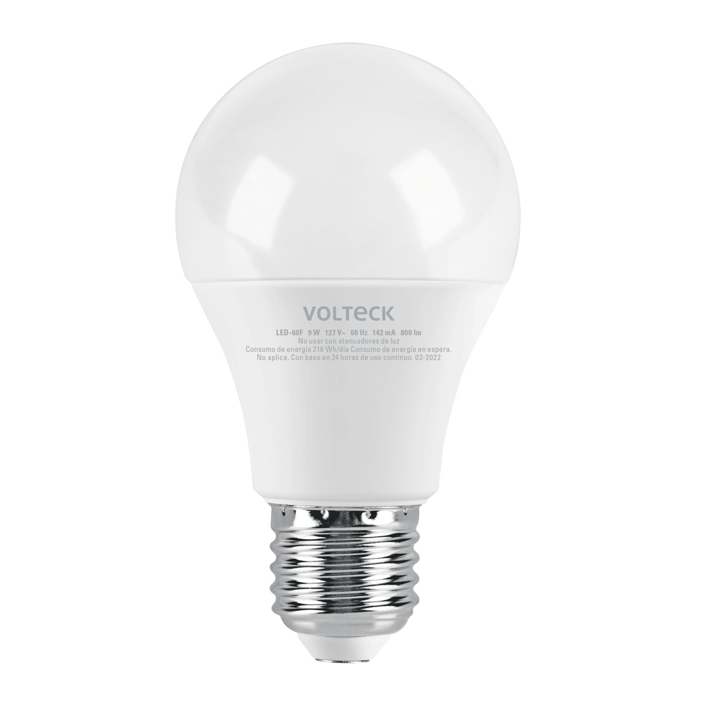Foco LED 9W (60W) A19, 6500K blanca fría, 800 lm, blíster LED-60F