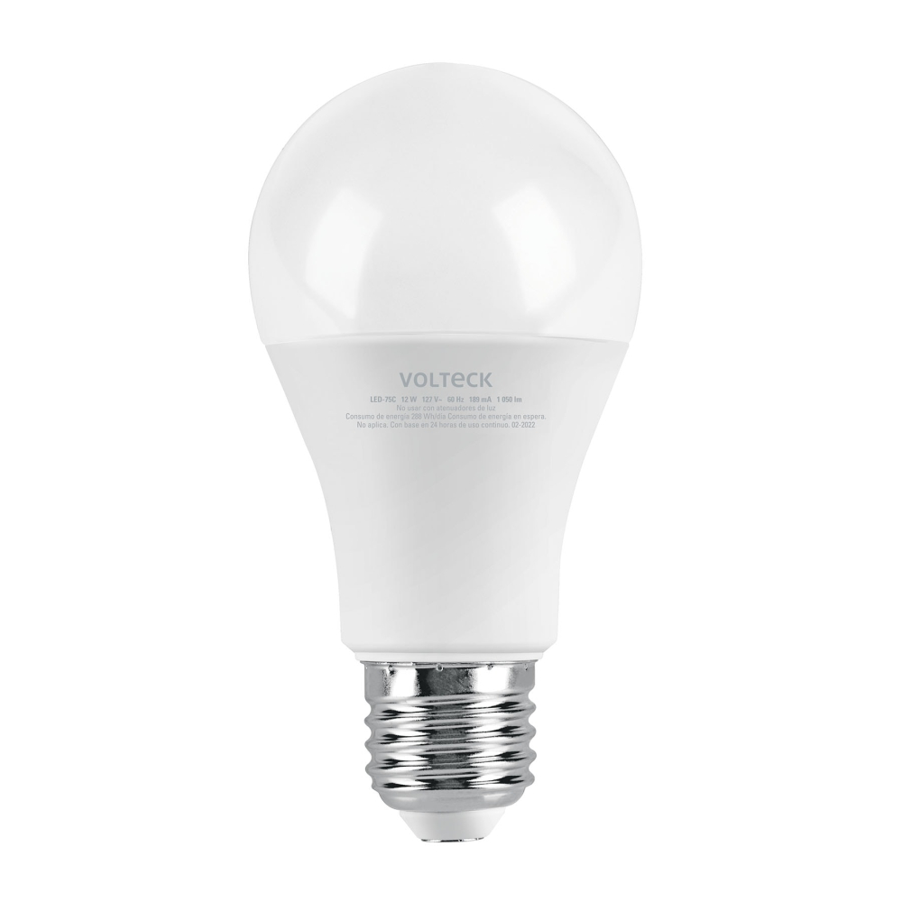 Foco LED 12W (75W) A19, 3000K blanca cálida, 1050lm, blíster LED-75C