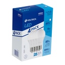 Pack 4 focos LED 9W (60W) A19, 6500K blanca fría, 800 lm LED-60FX4