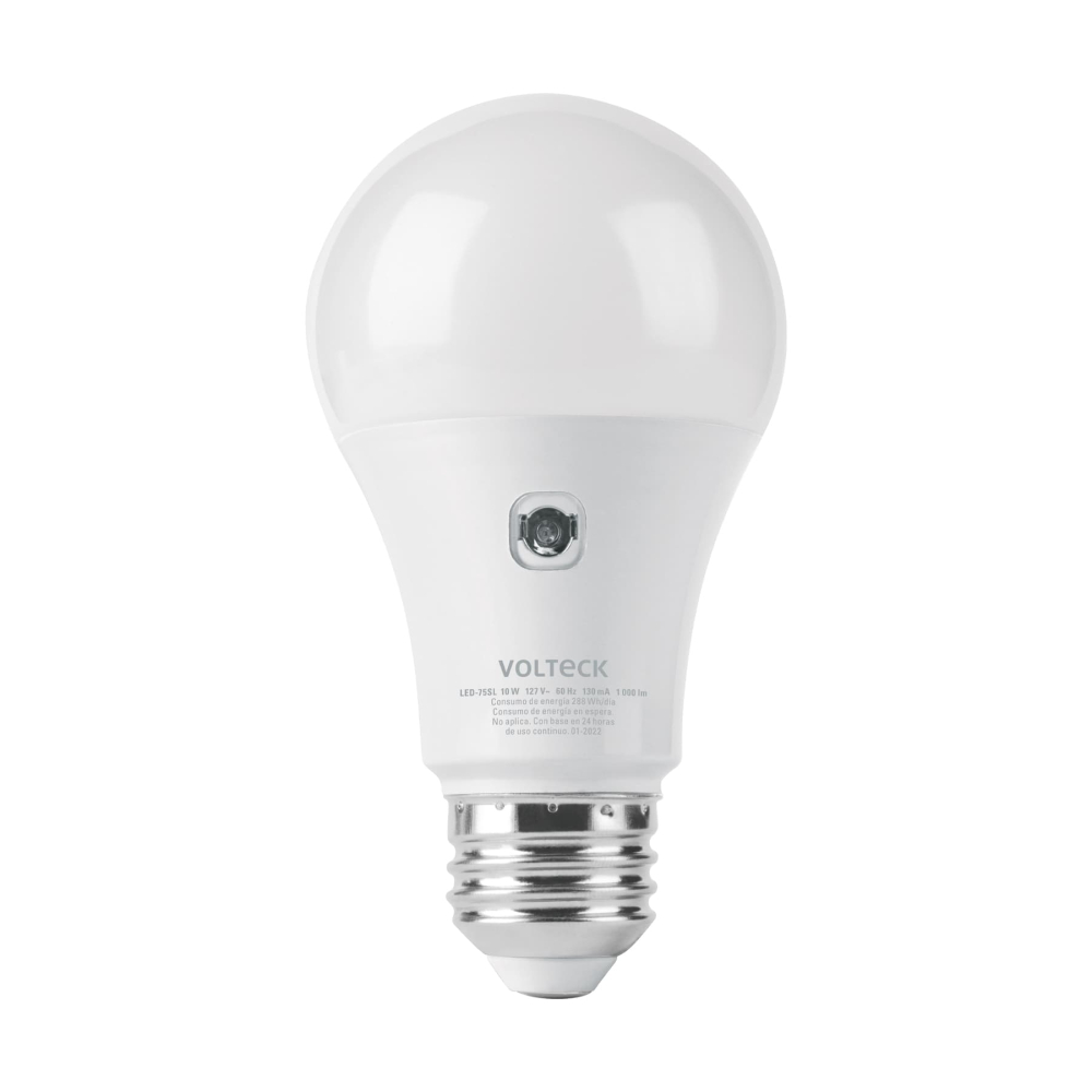 Foco LED 10W (75W) A19, sensor de luz, 6500K, VOLTECK LED-75SL