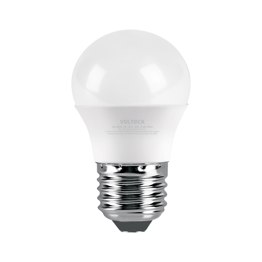 Foco LED 3W (25W) G45, 3000K blanca cálida, 270 lm, caja LED-30GCC