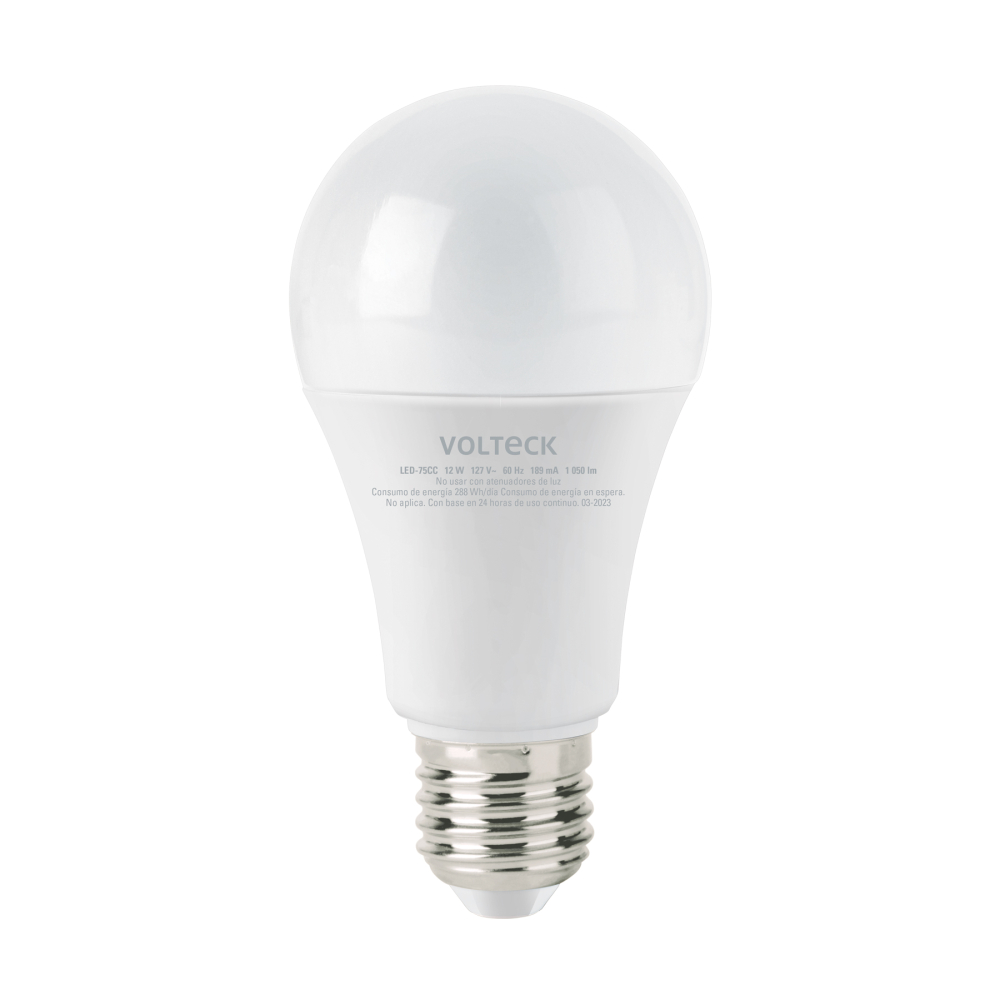 Foco LED 12W (75W) A19, 3000K blanca cálida, 1050 lm, caja LED-75CC