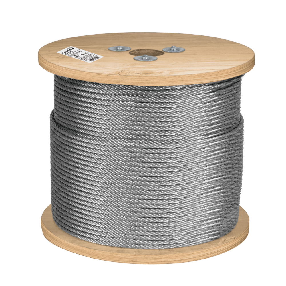 Metro de cable rígido 1/4' de acero 7x7 hilos, 300 m, FIERO CAB-1/4R3