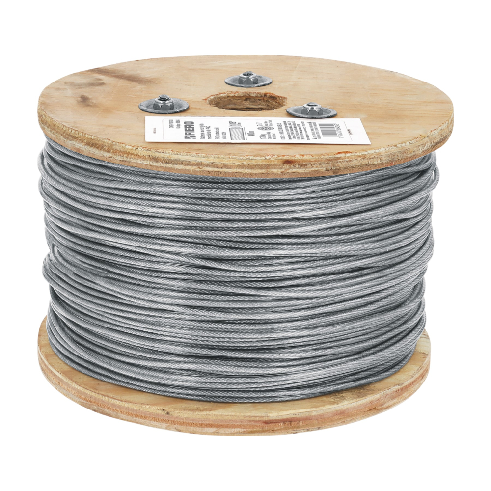 Metro de cable rígido 1/16' acero 7x7 recubierto PVC, 300 m CAB-1/16RX3