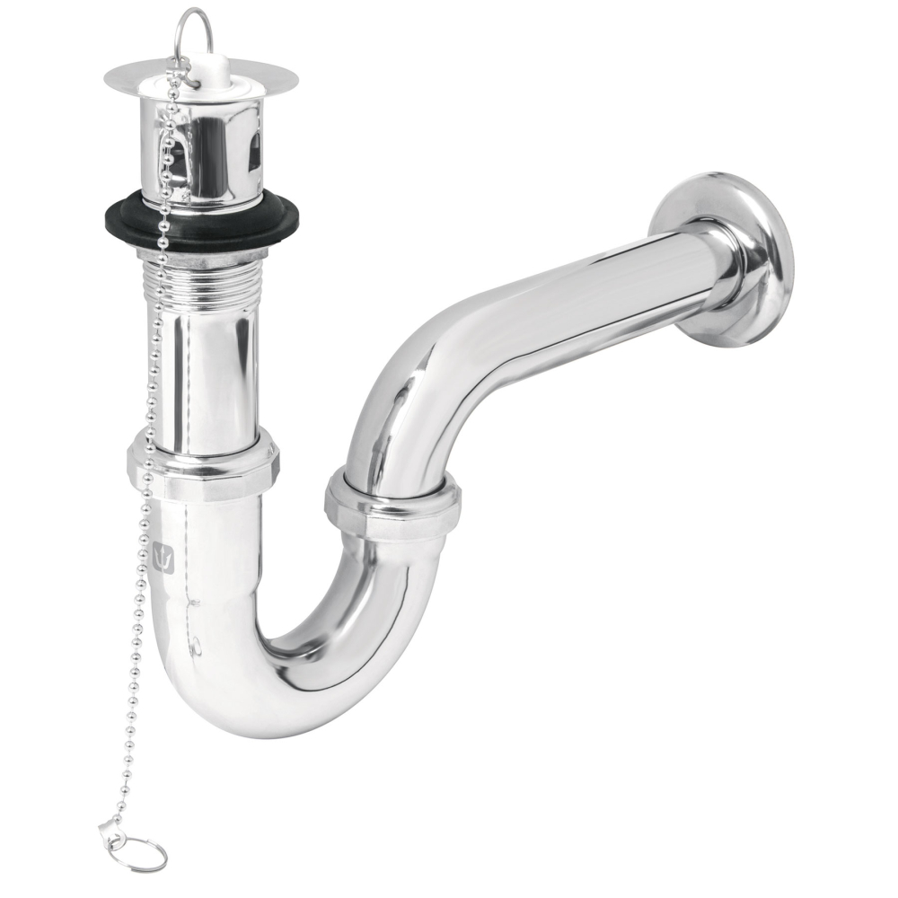 Céspol 1-1/4' c/contra, tapón y cadena, latón cromo,p/lavabo CE-207