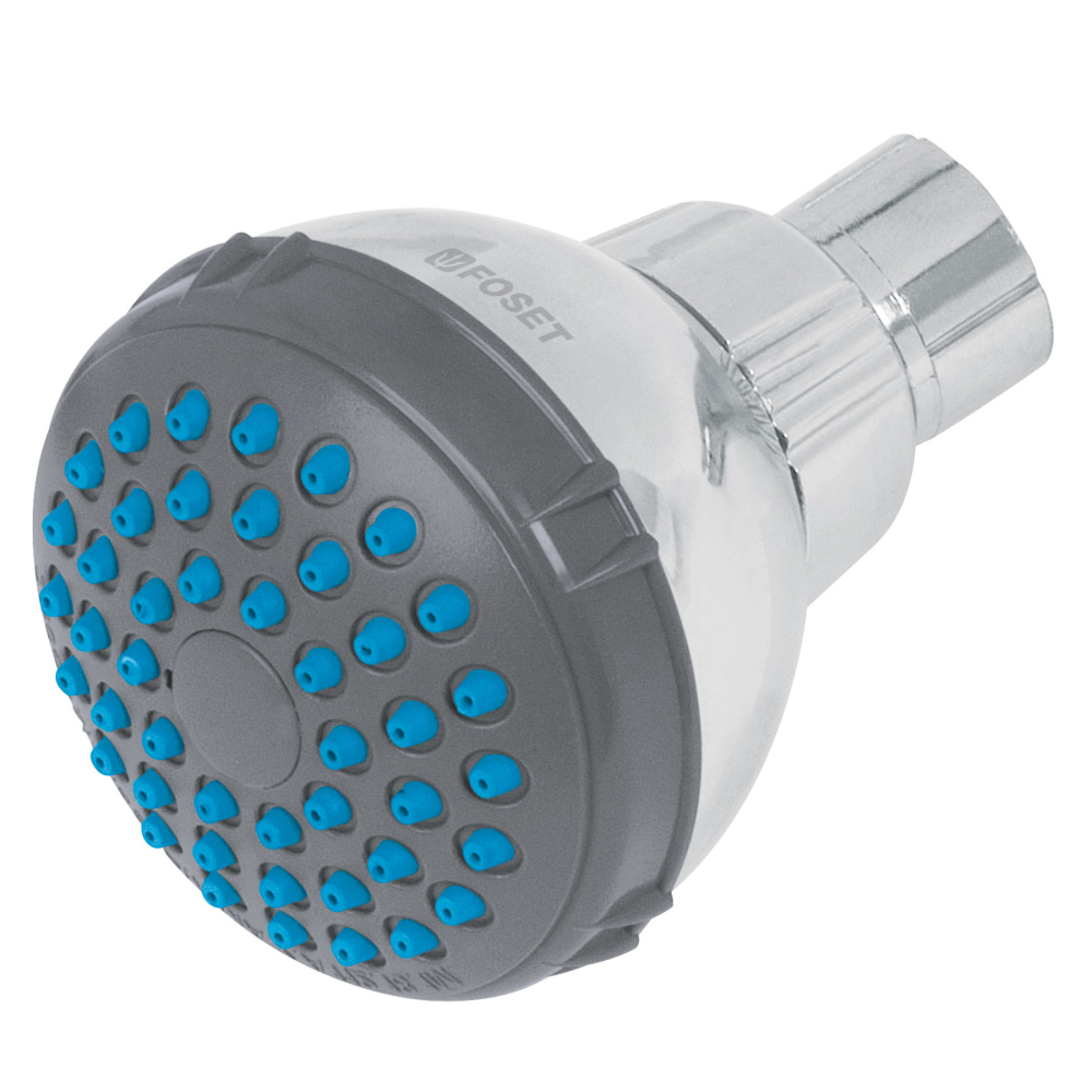 Regadera redonda de ABS 2-1/2' gris-cromo sin brazo, BASIC R-506S