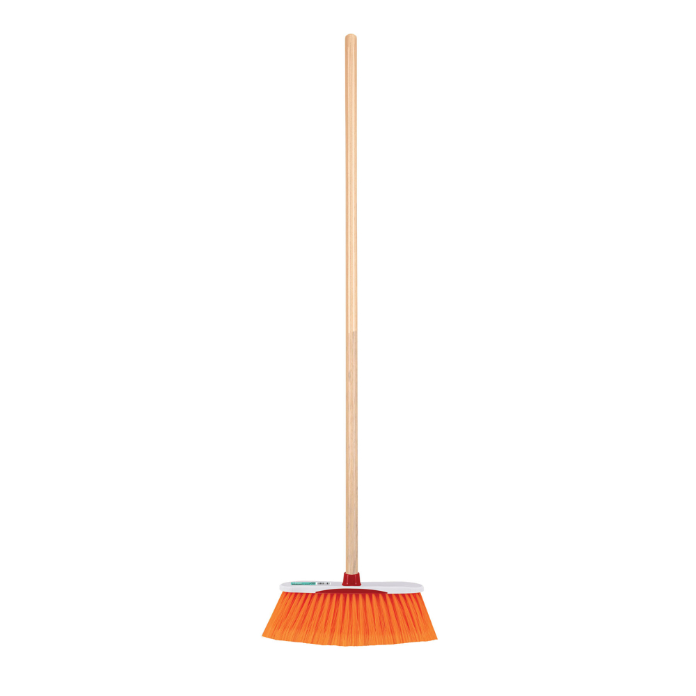 Escoba estándar extrasuave cerdas de PET, bastón de madera ES-350S