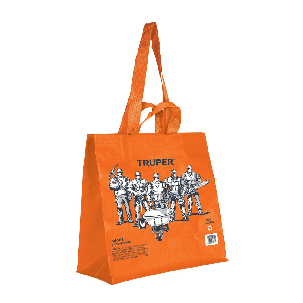 Bolsa ecológica naranja de 40 x 40 cm, Truper BOEC-40X40X