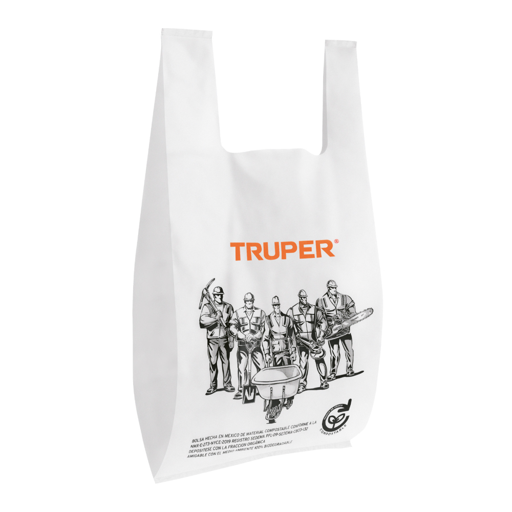 100 bolsas plásticas biodegradables de 27 x 50 cm, TRUPER BOP-50