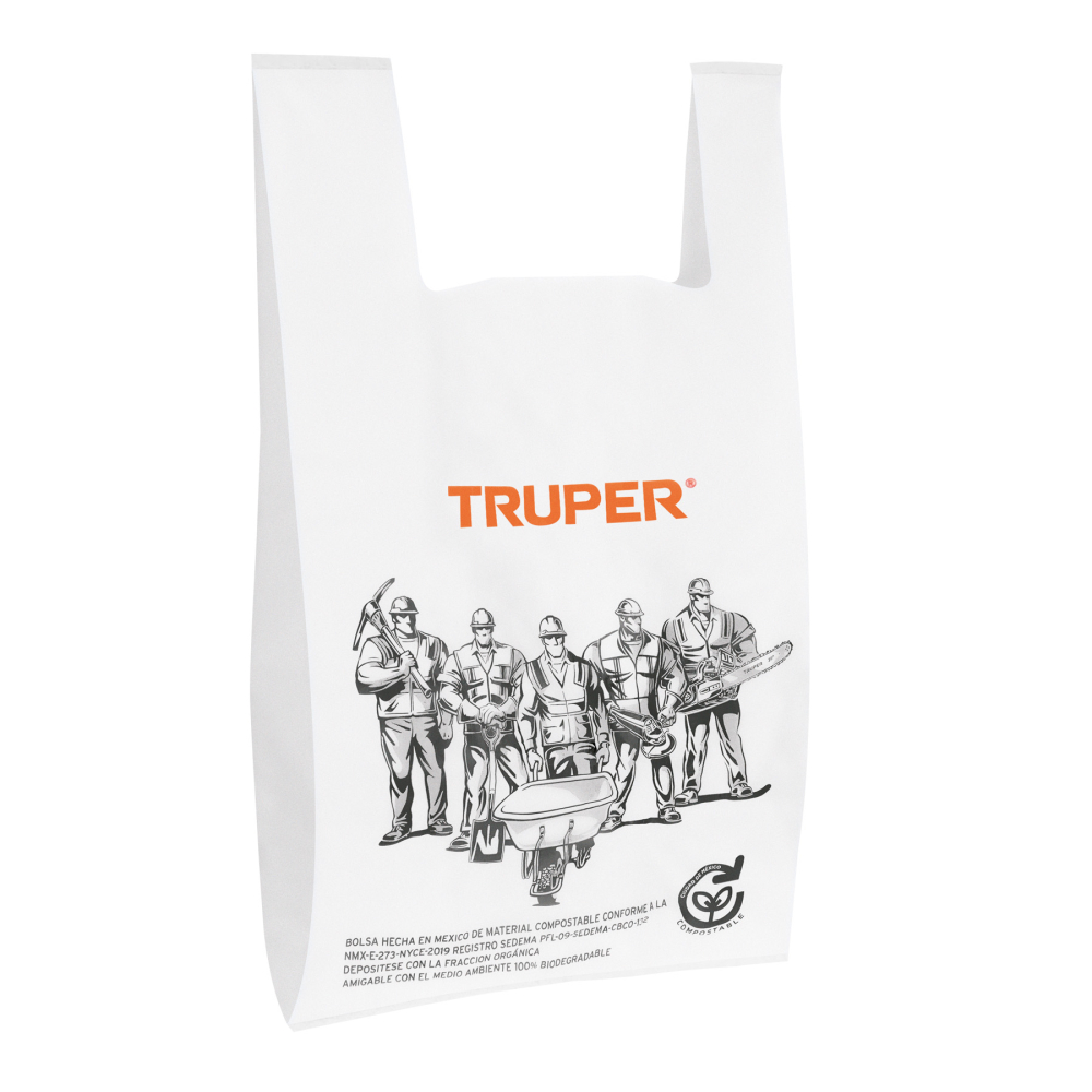 100 bolsas plásticas biodegradables de 34 x 60 cm, TRUPER BOP-60