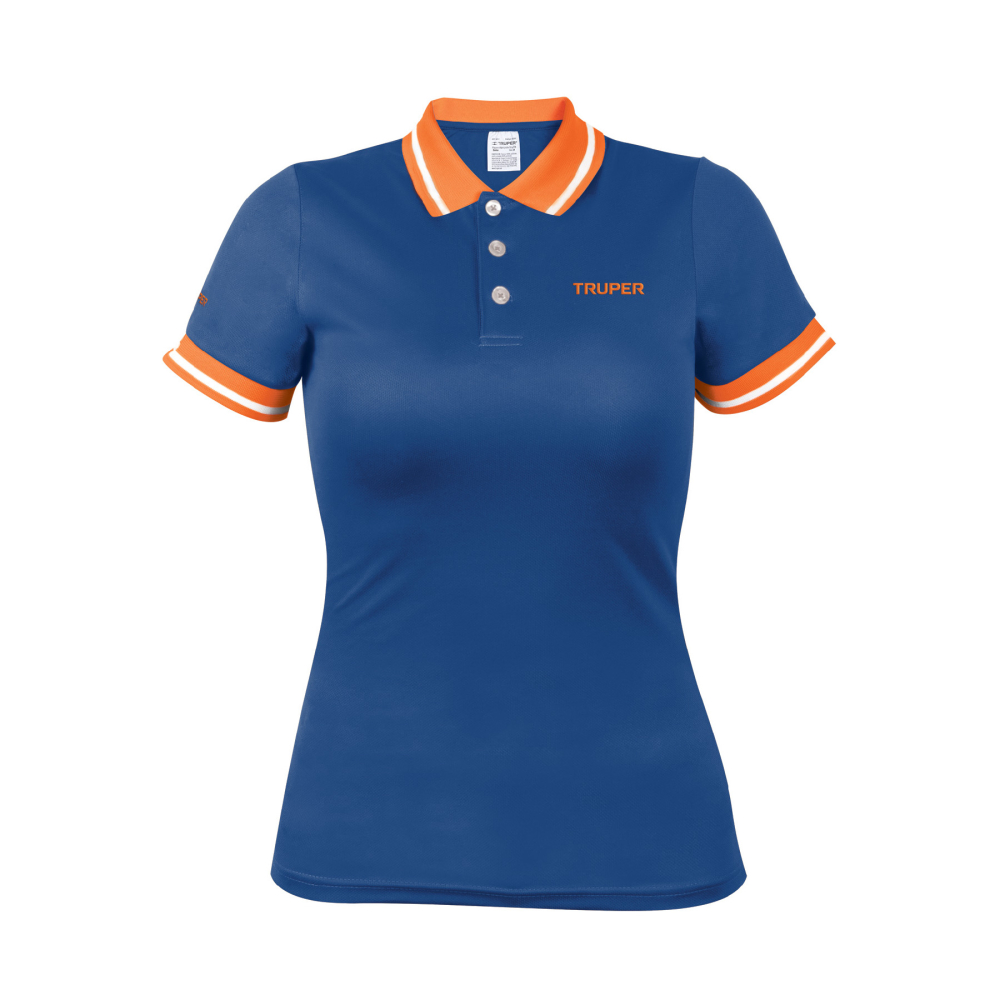 Playera polo performance para mujer, azul, M, TRUPER DRY-AD-M