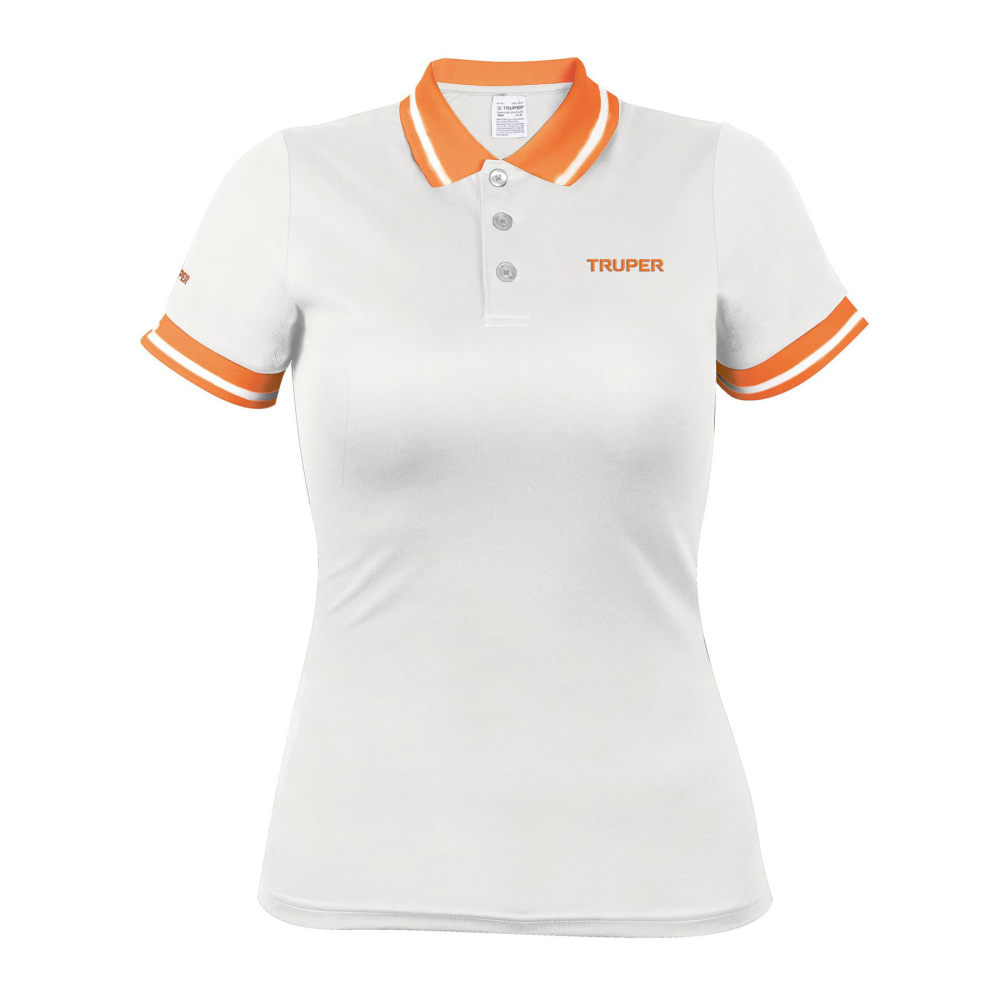 Playera polo performance para mujer, blanca, M, TRUPER DRY-BD-M