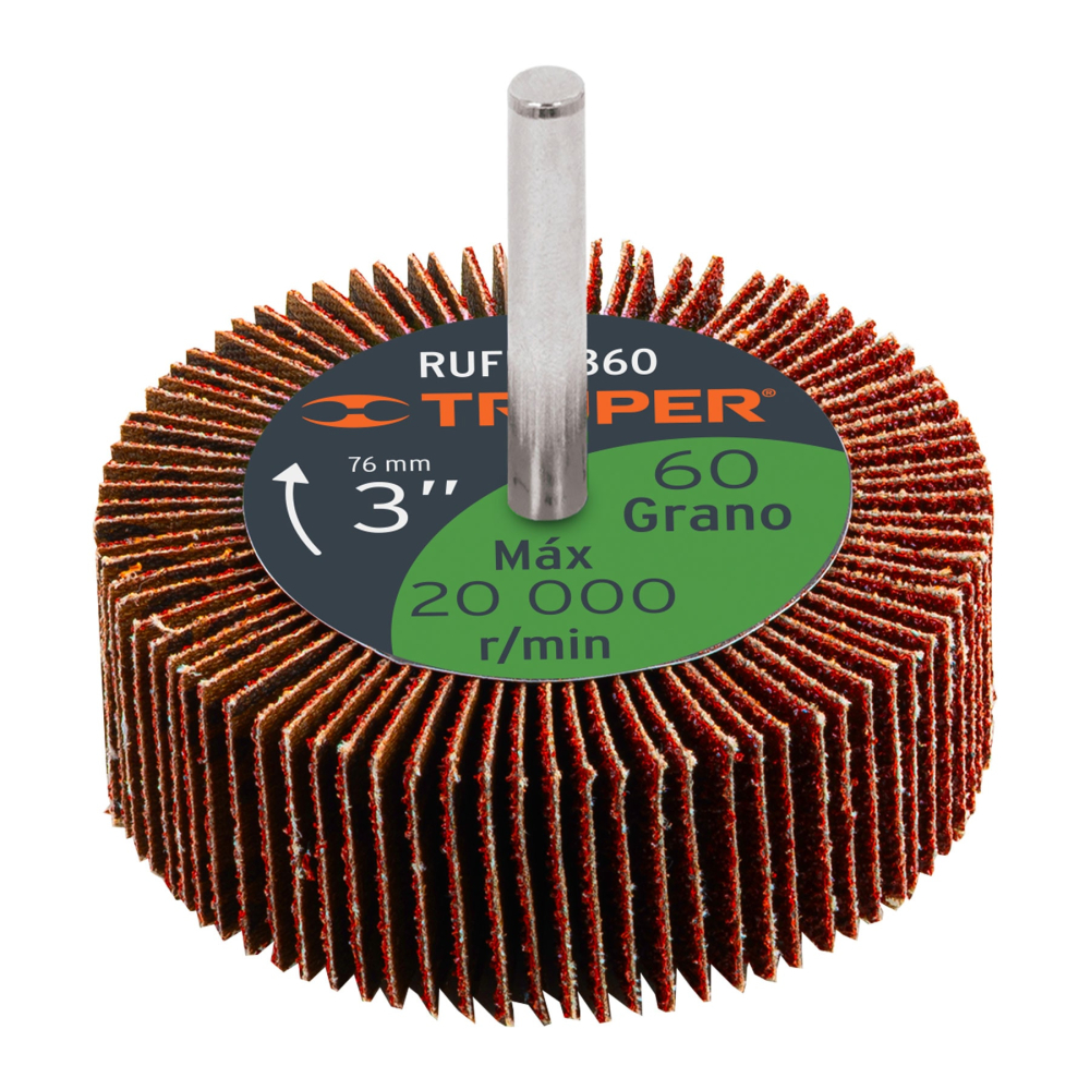 Rueda flap de 3', grano 60, TRUPER RUFLA-360
