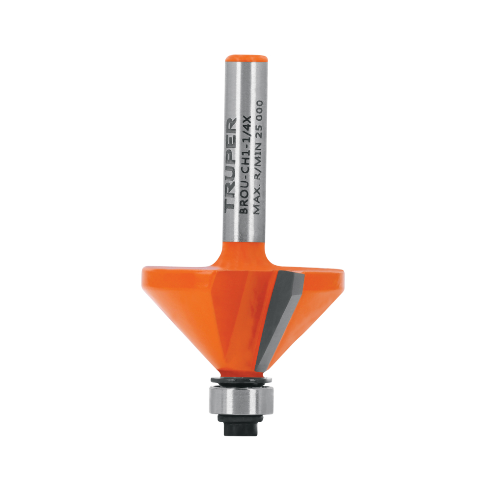 Broca para router, chaflán, 1-1/4' con balero, TRUPER BROU-CH1-1/4X