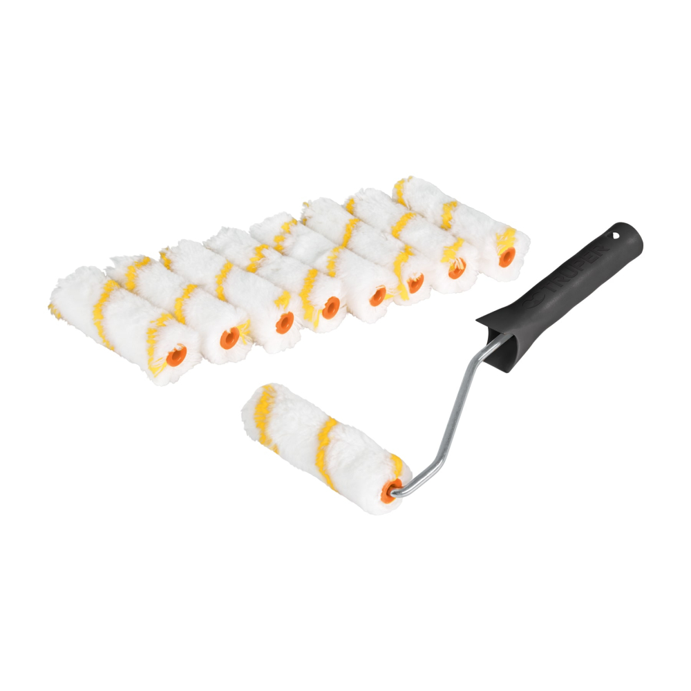 Kit de maneral y 9 mini rodillos de 4' de poliéster, TRUPER ROPI-420N9