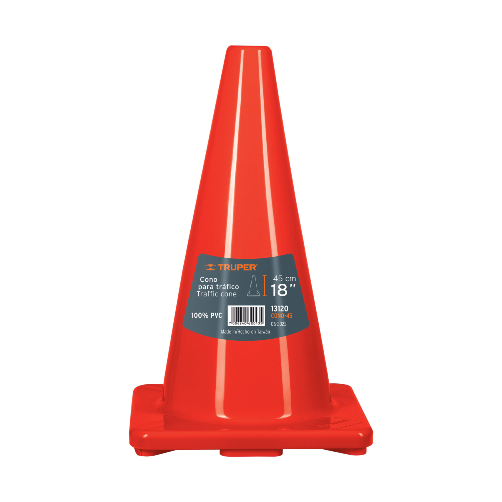 Cono de precaución de 45 cm de PVC, TRUPER CONO-45