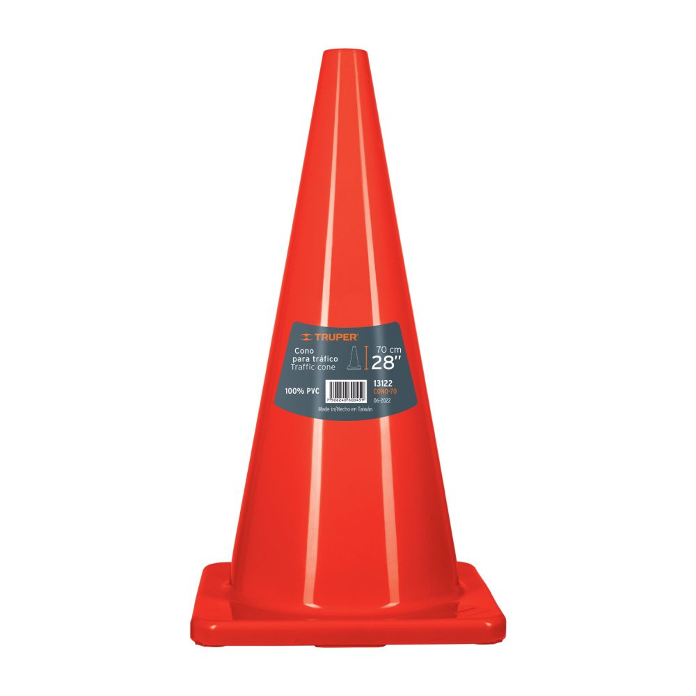 Cono de precaución de 70 cm de PVC, TRUPER CONO-70